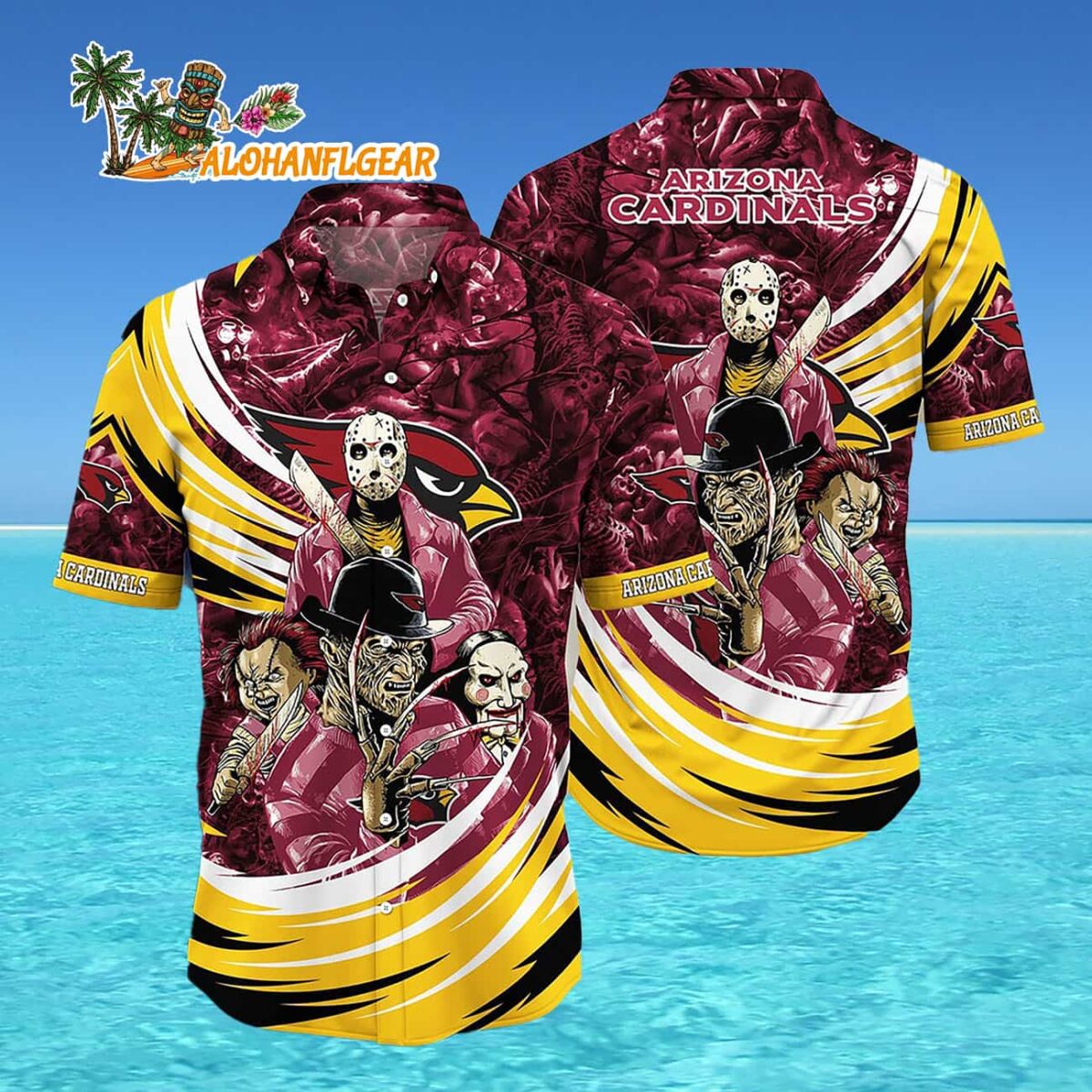 Arizona Cardinals Halloween Horror Movie Characters Hawaiian Shirt 4 Arizona Cardinals Halloween Horror Movie Characters Hawaiian Shirt 4