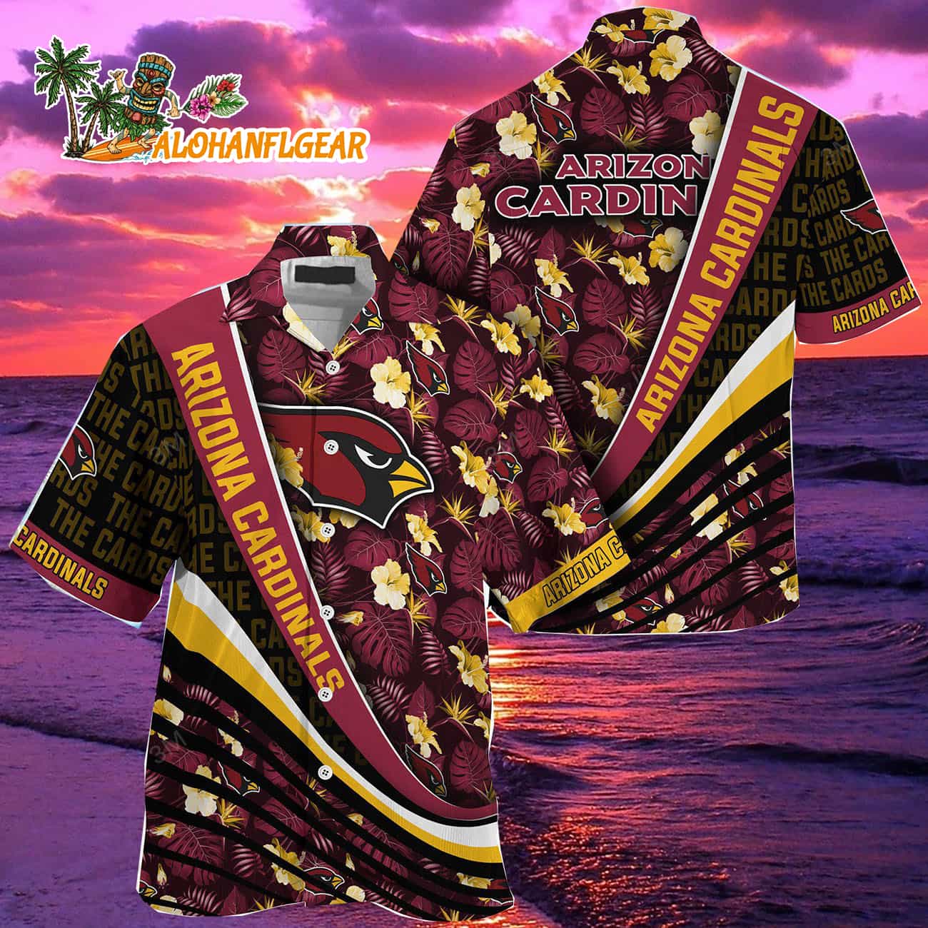 Arizona Cardinals Summer Hawaii Shirt With Tropical Flower Pattern Arizona Cardinals Summer Hawaii Shirt With Tropical Flower Pattern