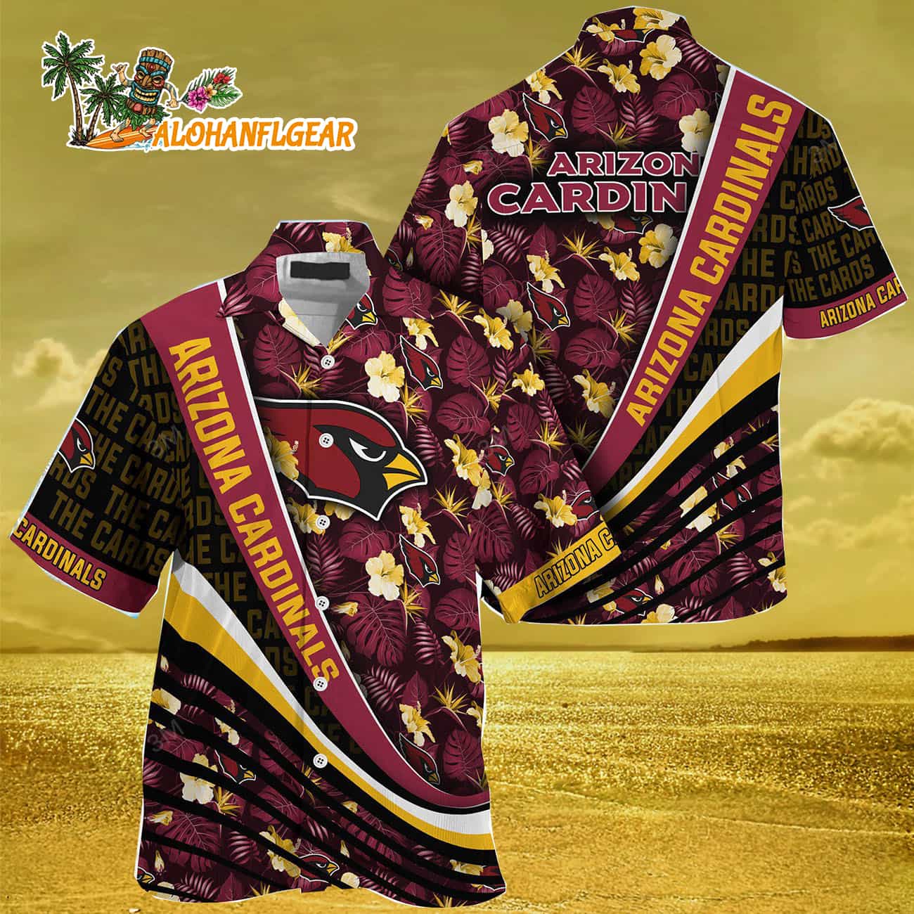 Arizona Cardinals Summer Hawaii Shirt With Tropical Flower Pattern Arizona Cardinals Summer Hawaii Shirt With Tropical Flower Pattern