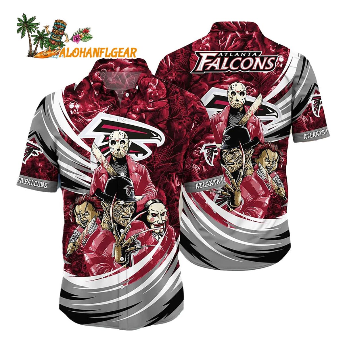 Atlanta Falcons Halloween Horror Movie Characters Hawaiian Shirt 1