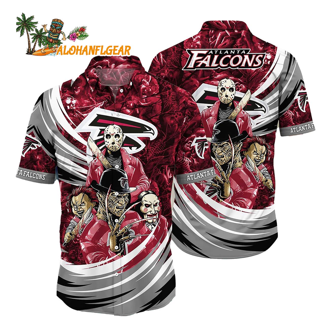 Atlanta Falcons Halloween Horror Movie Characters Hawaiian Shirt Atlanta Falcons Halloween Horror Movie Characters Hawaiian Shirt