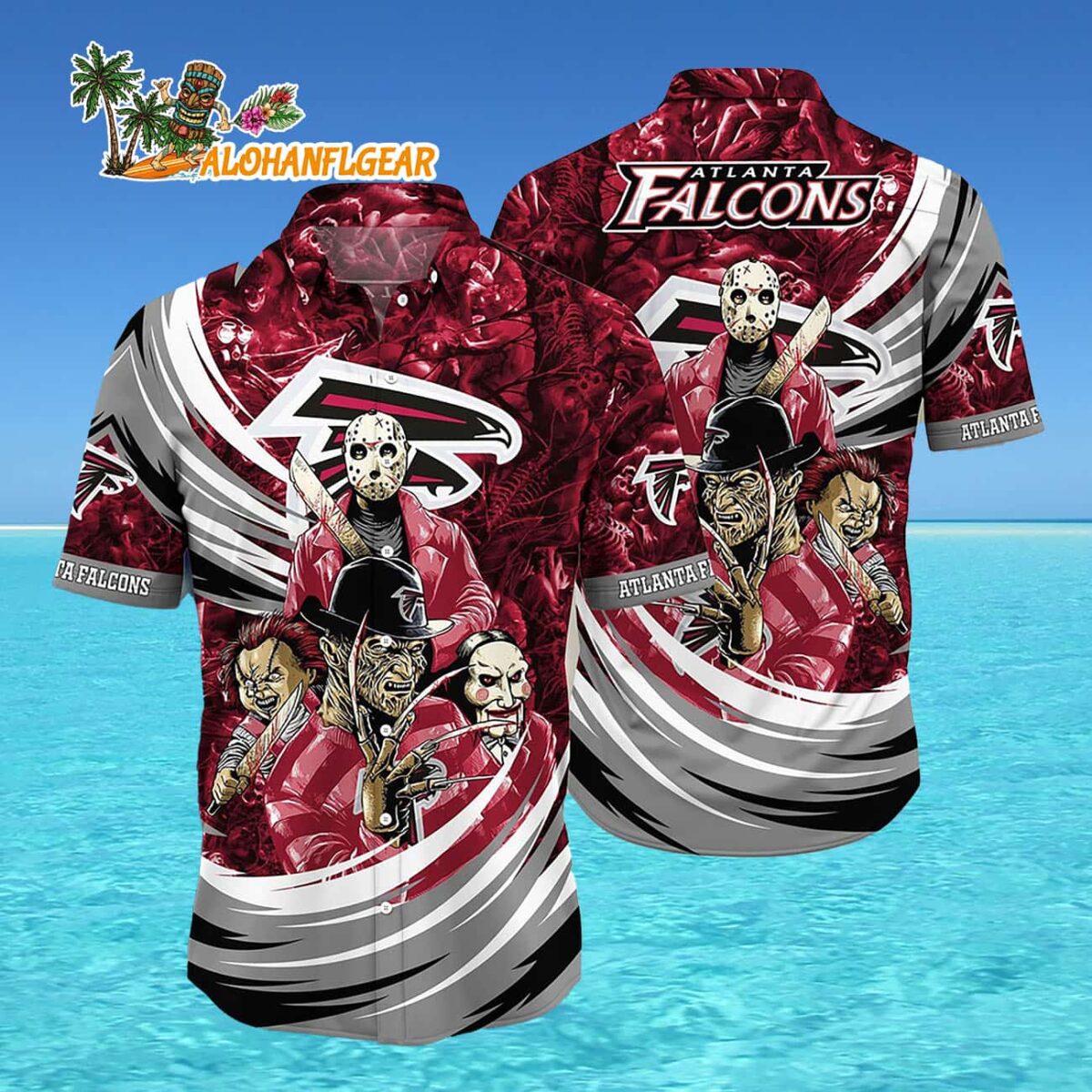 Atlanta Falcons Halloween Horror Movie Characters Hawaiian Shirt 4