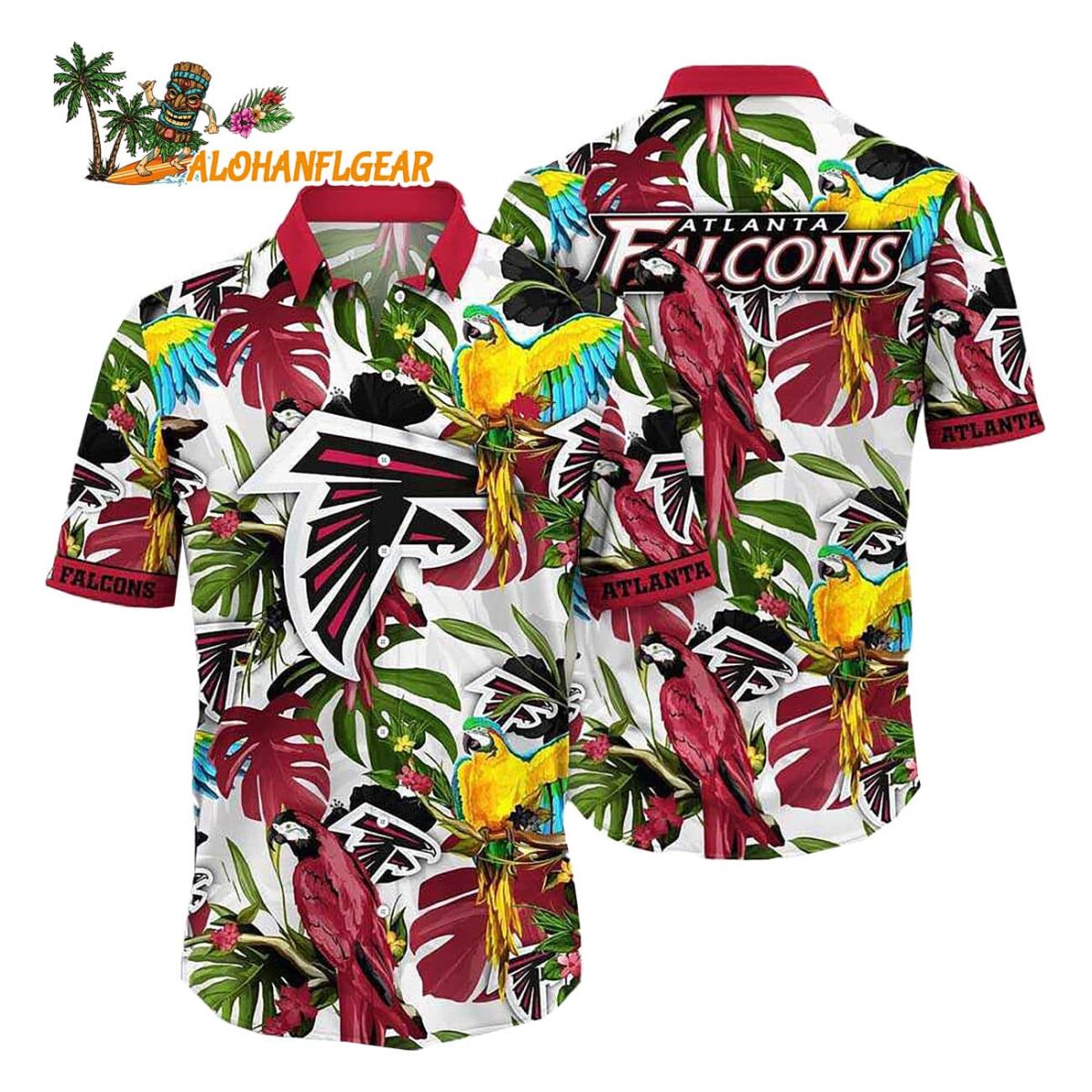 Atlanta Falcons Parrots Tropical Flower Hawaiian Shirt 1