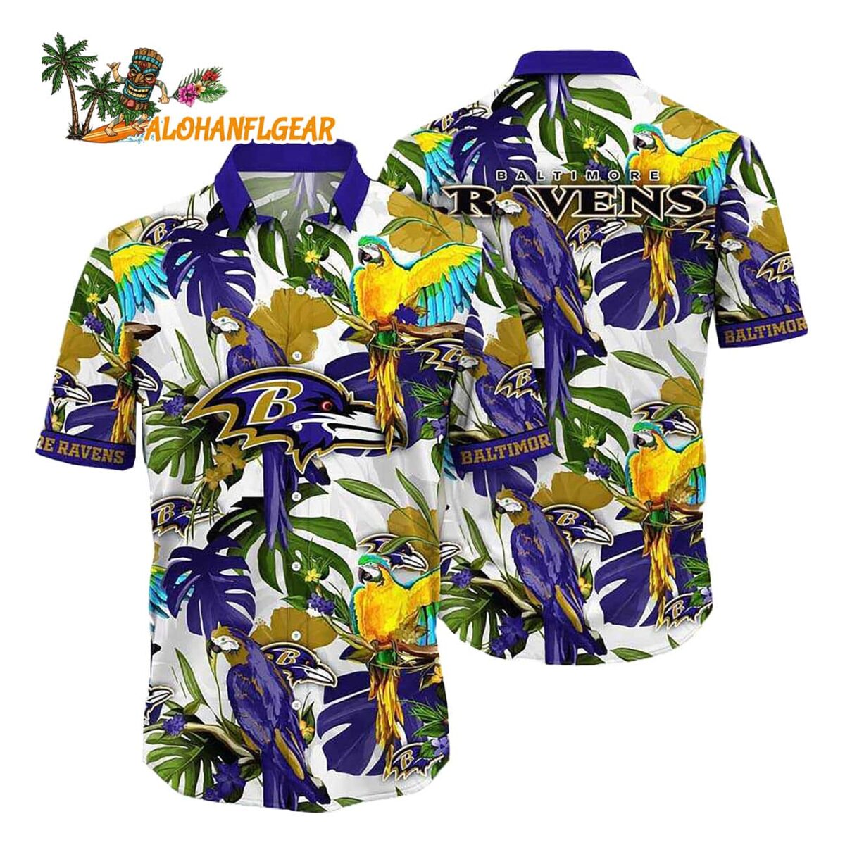Baltimore Ravens Parrots Tropical Flower Hawaiian Shirt 1