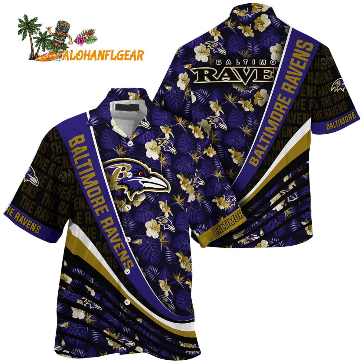 Baltimore Ravens Summer Hawaii Shirt With Tropical Flower Pattern 1