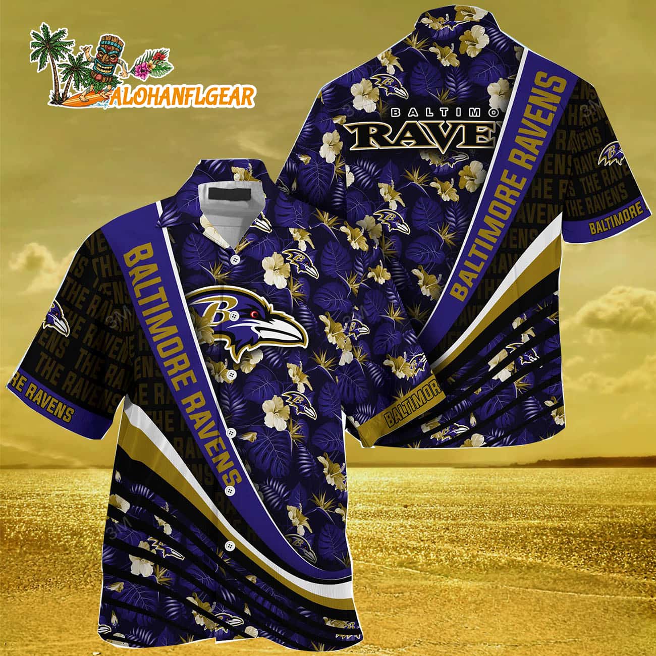 Baltimore Ravens Summer Hawaii Shirt With Tropical Flower Pattern Baltimore Ravens Summer Hawaii Shirt With Tropical Flower Pattern