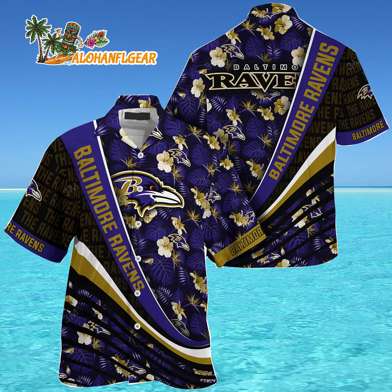 Baltimore Ravens Summer Hawaii Shirt With Tropical Flower Pattern Baltimore Ravens Summer Hawaii Shirt With Tropical Flower Pattern
