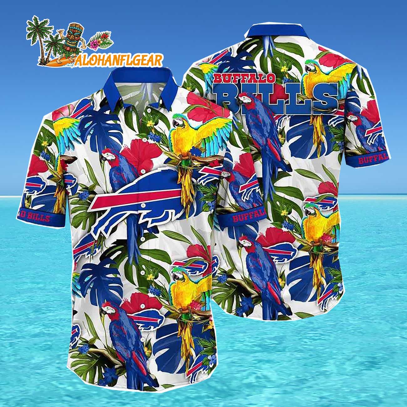 Buffalo Bills Parrots Tropical Flower Hawaiian Shirt Buffalo Bills Parrots Tropical Flower Hawaiian Shirt