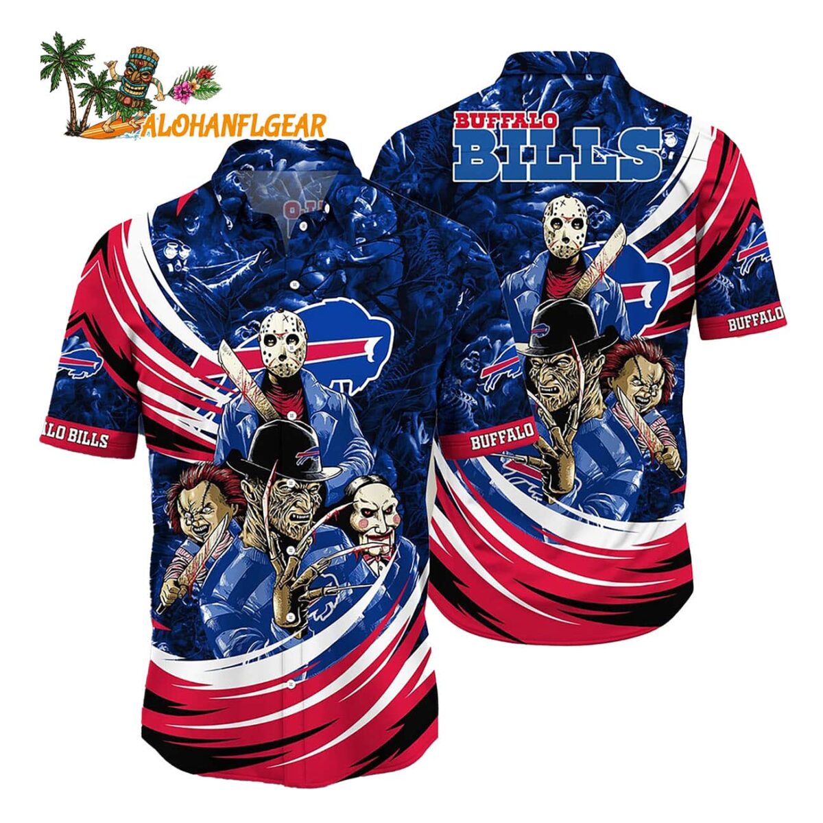 Buffalo Bills Special Horror Movie Characters Halloween Hawaiian Shirt 1