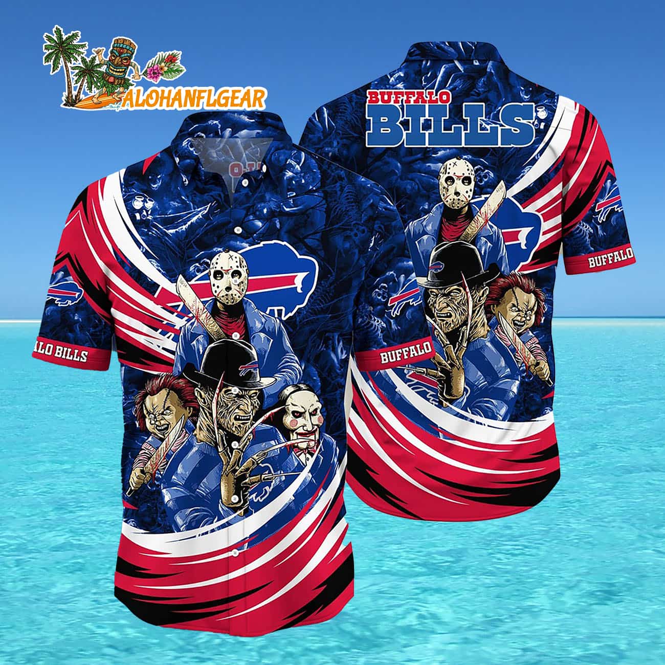 Buffalo Bills Special Horror Movie Characters Halloween Hawaiian Shirt Buffalo Bills Special Horror Movie Characters Halloween Hawaiian Shirt
