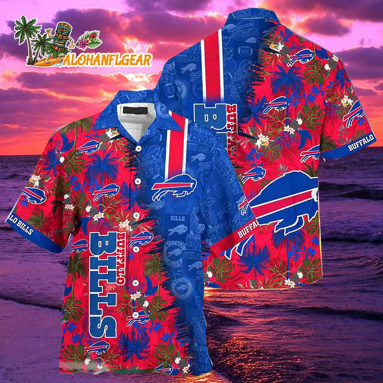 Buffalo Bills Summer Beach Hawaiian Button Up Shirt Buffalo Bills Summer Beach Hawaiian Button Up Shirt