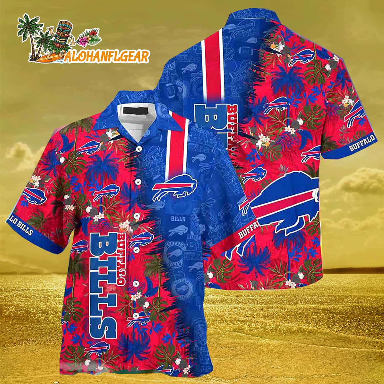 Buffalo Bills Summer Beach Hawaiian Button Up Shirt Buffalo Bills Summer Beach Hawaiian Button Up Shirt