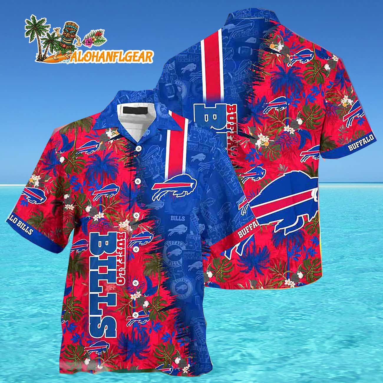 Buffalo Bills Summer Beach Hawaiian Button Up Shirt Buffalo Bills Summer Beach Hawaiian Button Up Shirt