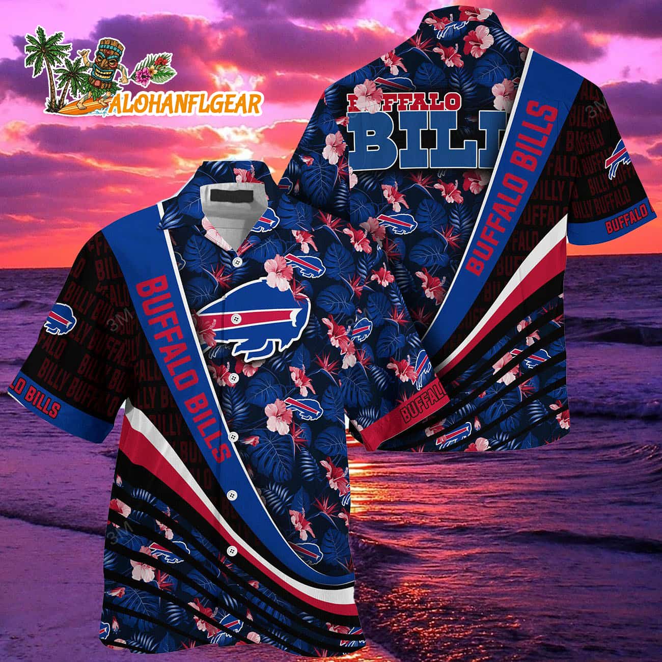 Buffalo Bills Summer Hawaii Shirt With Tropical Flower Pattern Buffalo Bills Summer Hawaii Shirt With Tropical Flower Pattern