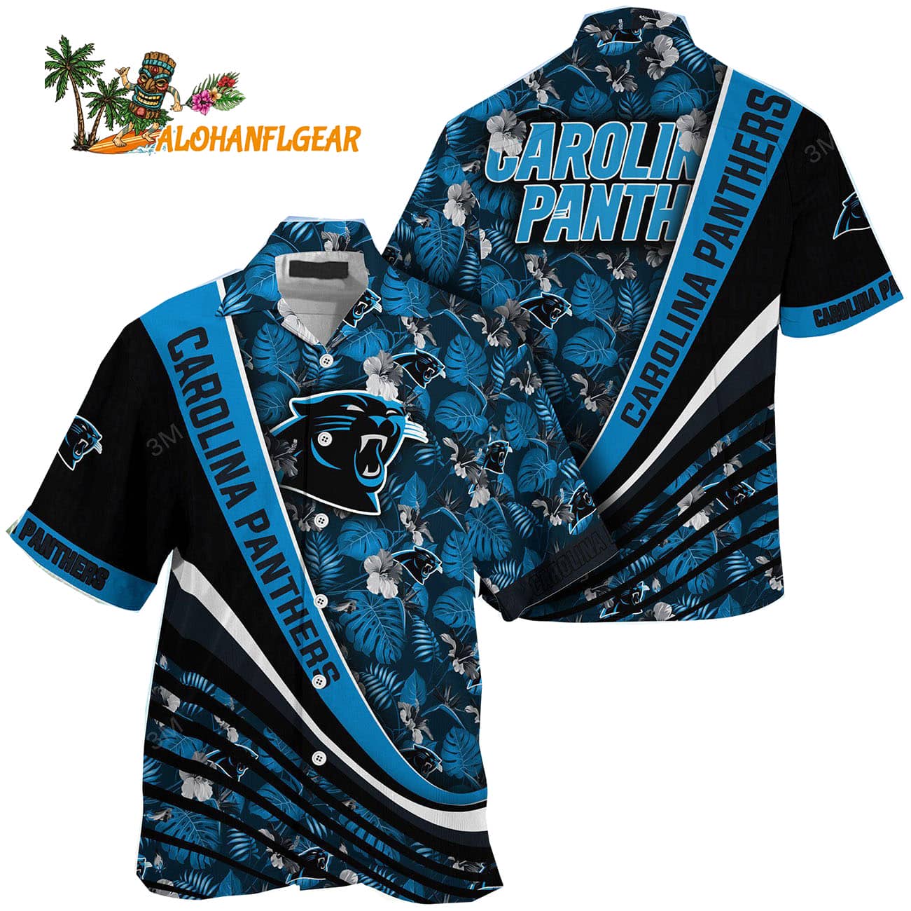 Carolina Panthers Summer Hawaii Shirt With Tropical Flower Pattern Carolina Panthers Summer Hawaii Shirt With Tropical Flower Pattern