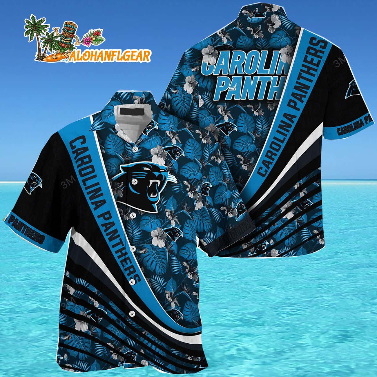 Carolina Panthers Summer Hawaii Shirt With Tropical Flower Pattern Carolina Panthers Summer Hawaii Shirt With Tropical Flower Pattern