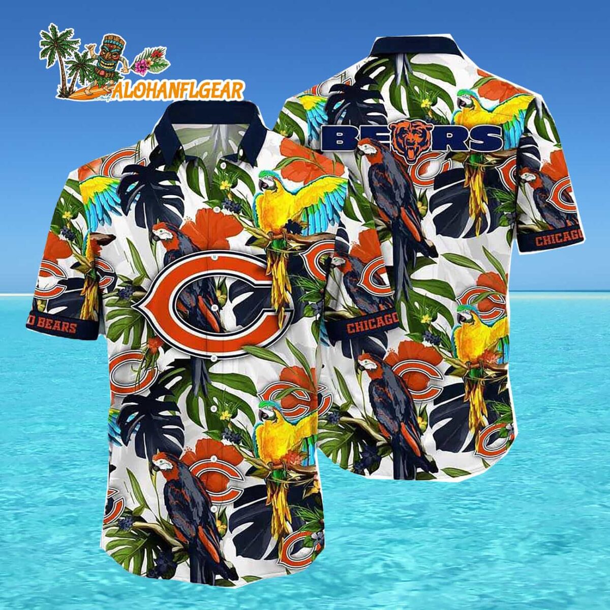 Chicago Bears Parrots Tropical Flower Hawaiian Shirt 4 Chicago Bears Parrots Tropical Flower Hawaiian Shirt 4