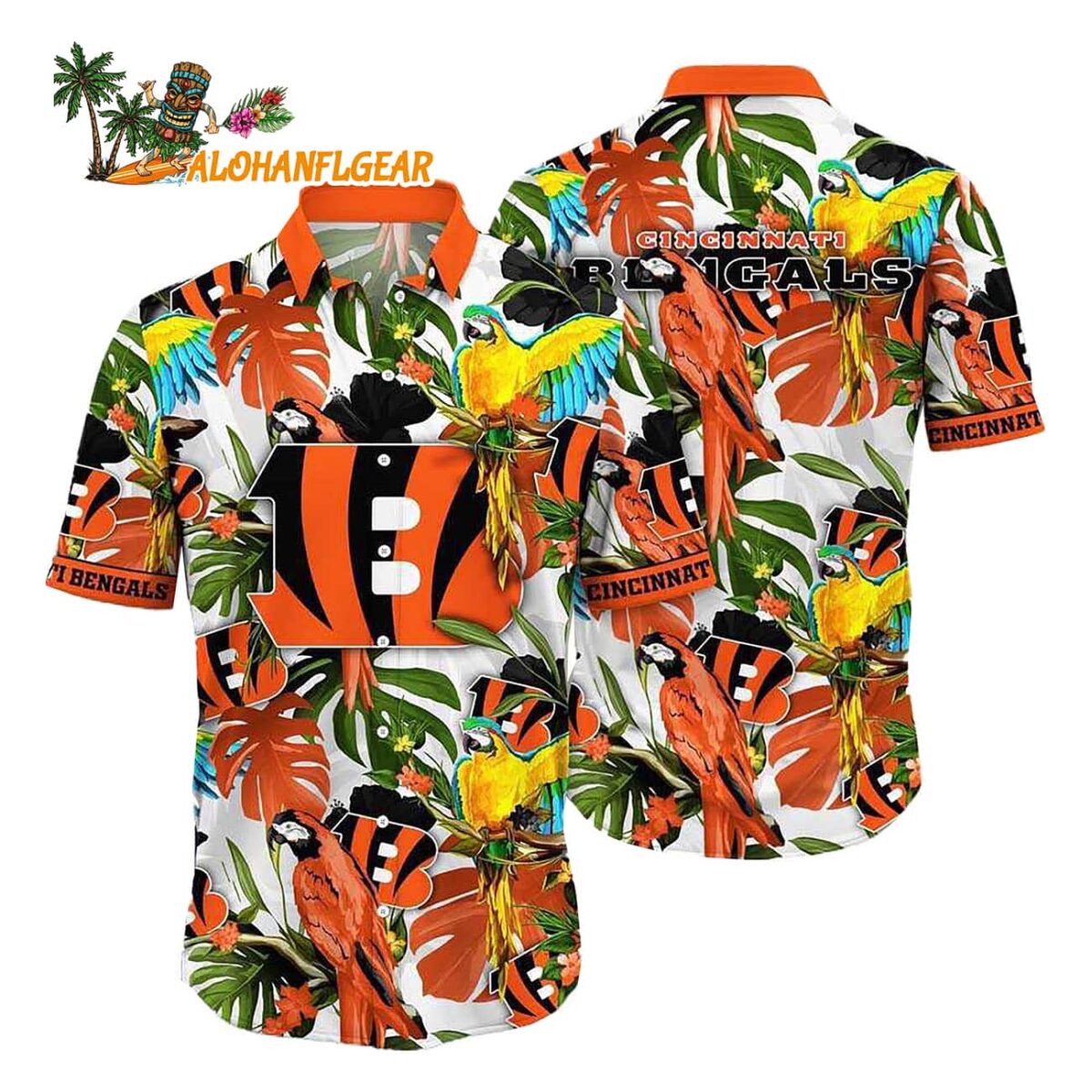 Cincinnati Bengals Parrots Tropical Flower Hawaiian Shirt 1