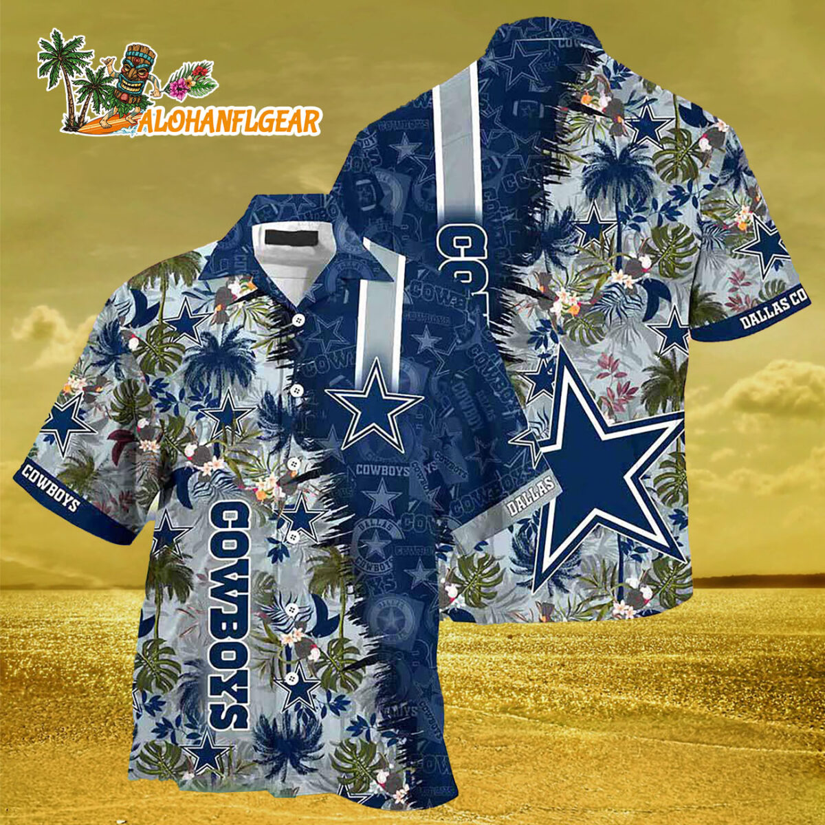 Dallas Cowboys Summer Beach Hawaiian Button Up Shirt 2 Dallas Cowboys Summer Beach Hawaiian Button Up Shirt 3
