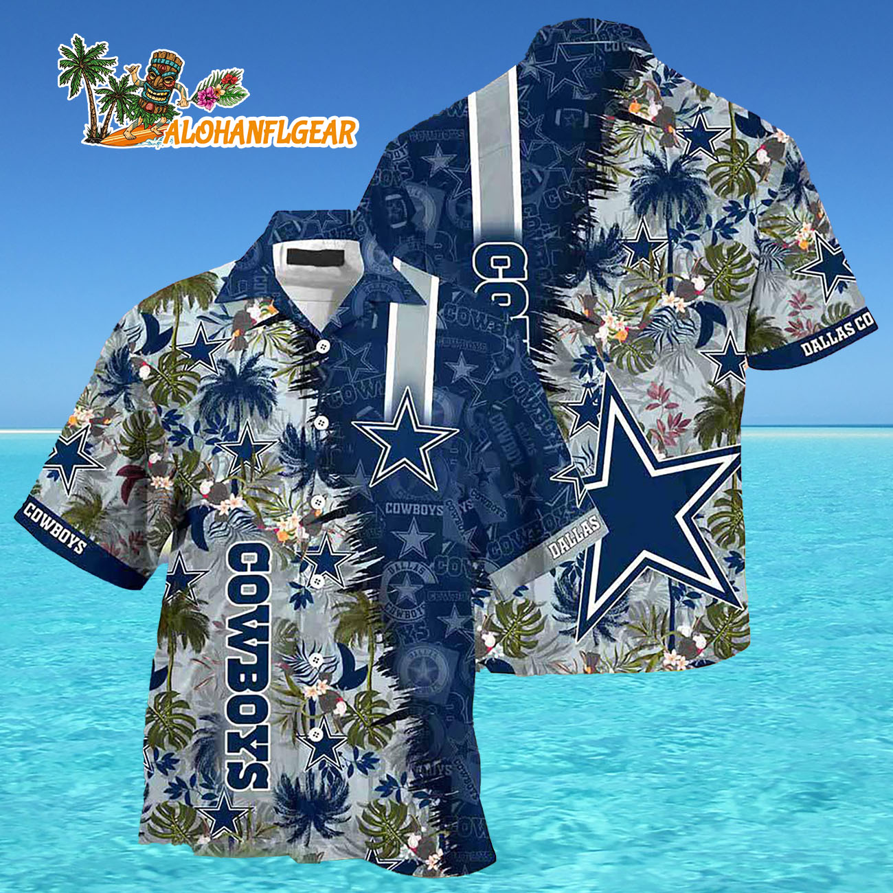 Dallas Cowboys Summer Beach Hawaiian Button Up Shirt Dallas Cowboys Summer Beach Hawaiian Button Up Shirt