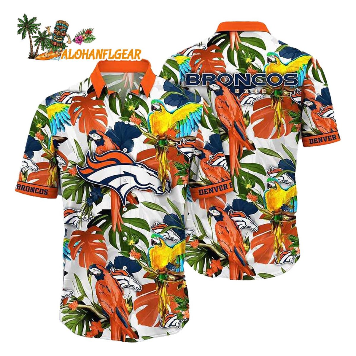 Denver Broncos Parrots Tropical Flower Hawaiian Shirt 1
