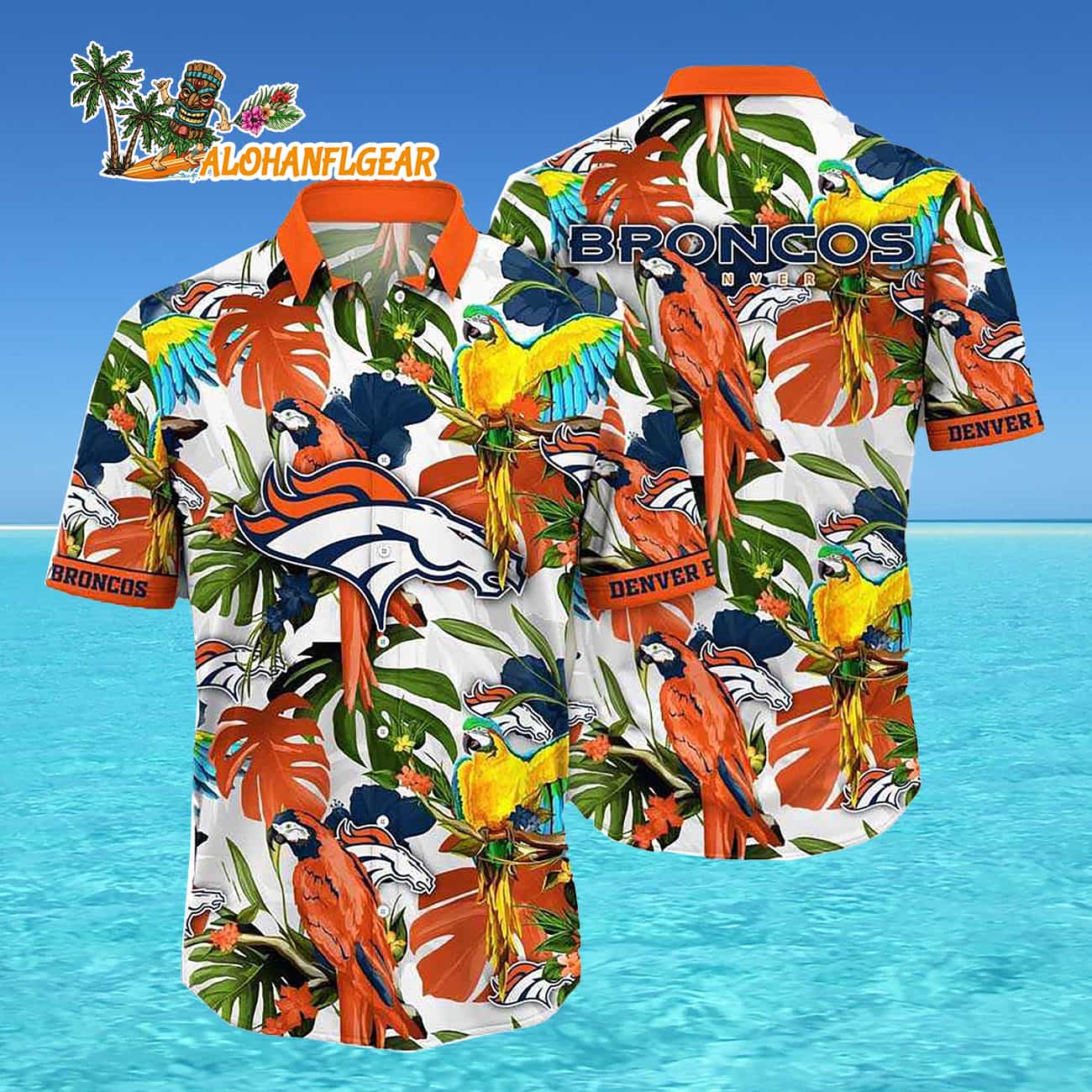 Denver Broncos Parrots Tropical Flower Hawaiian Shirt Denver Broncos Parrots Tropical Flower Hawaiian Shirt