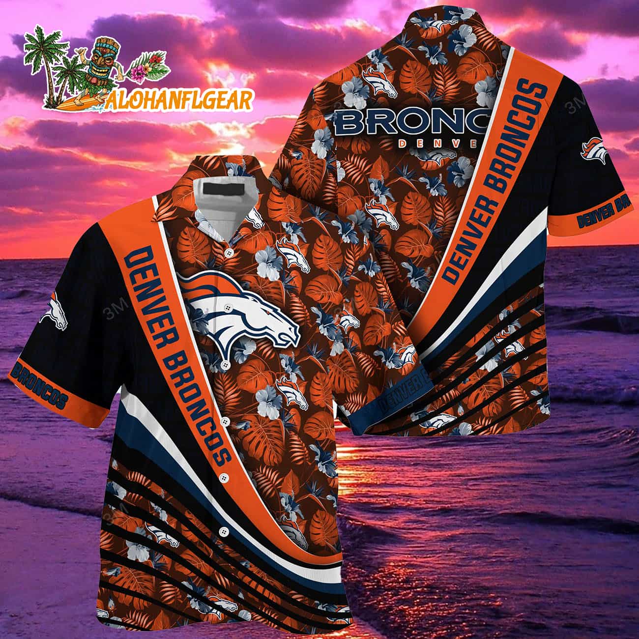 Denver Broncos Summer Hawaii Shirt With Tropical Flower Pattern Denver Broncos Summer Hawaii Shirt With Tropical Flower Pattern