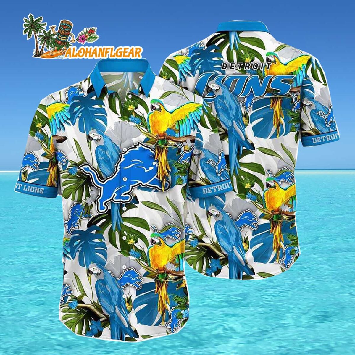 Detroit Lions Parrots Tropical Flower Hawaiian Shirt 4