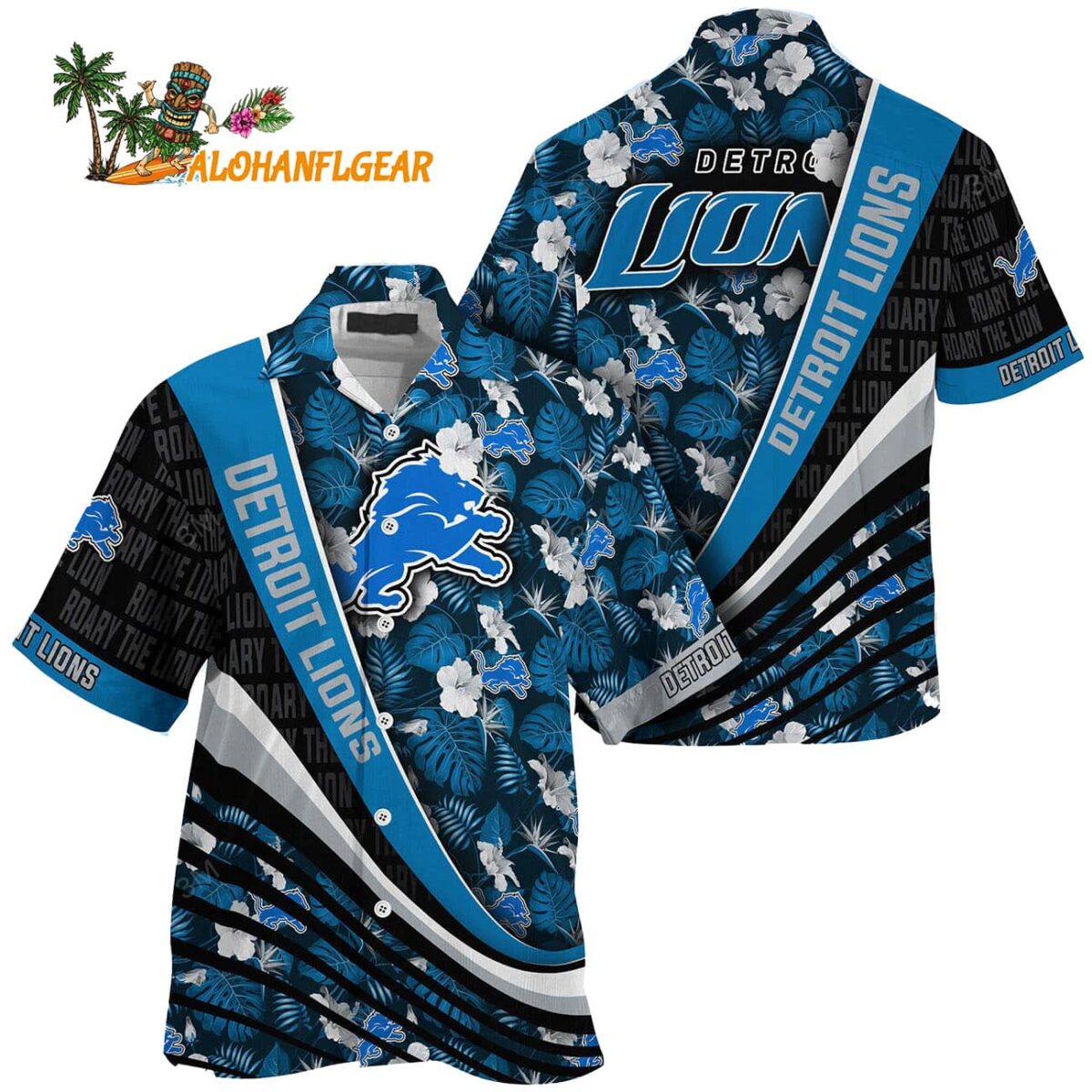 Detroit Lions Summer Hawaii Shirt With Tropical Flower Pattern 1