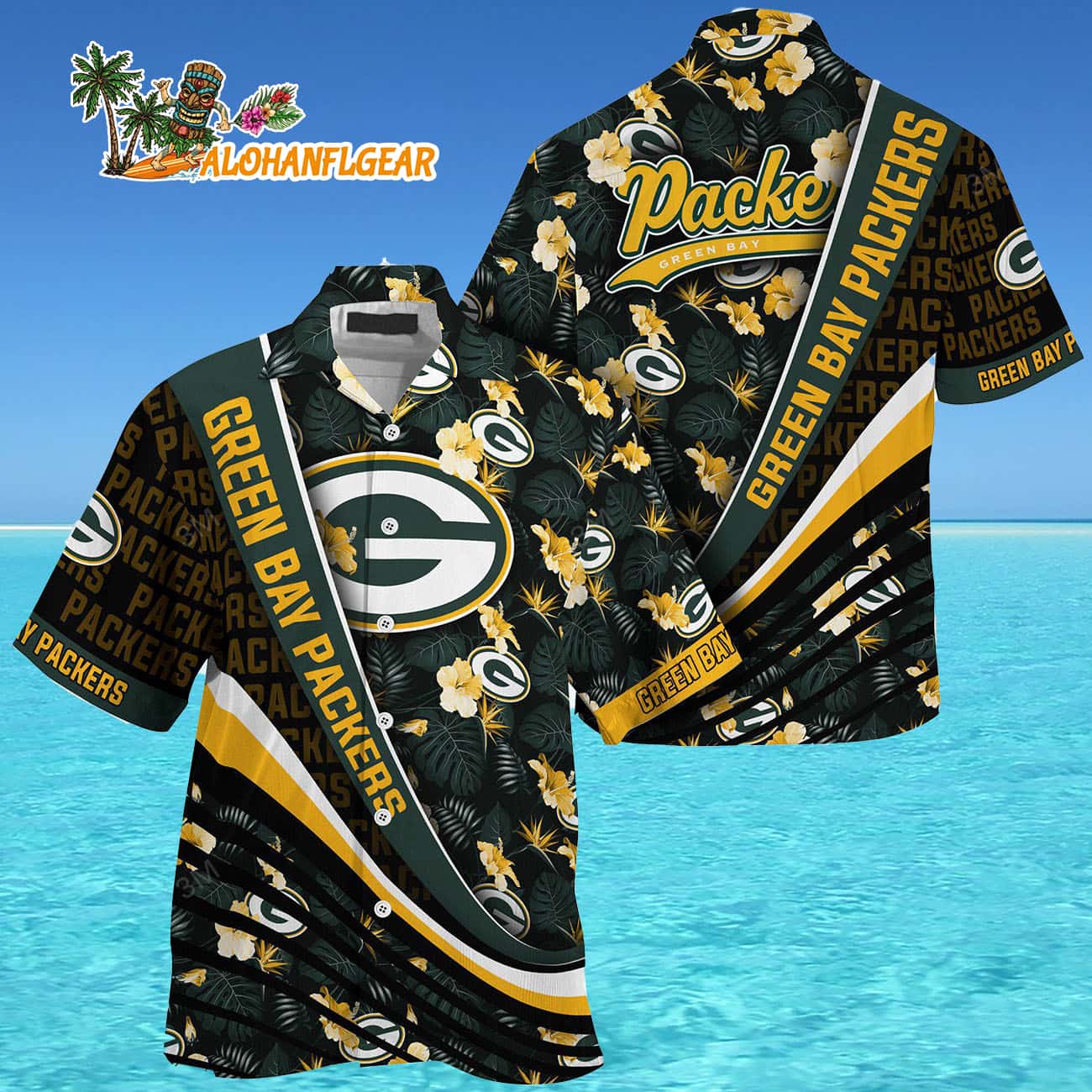 Green Bay Packers Summer Hawaii Shirt With Tropical Flower Pattern Green Bay Packers Summer Hawaii Shirt With Tropical Flower Pattern