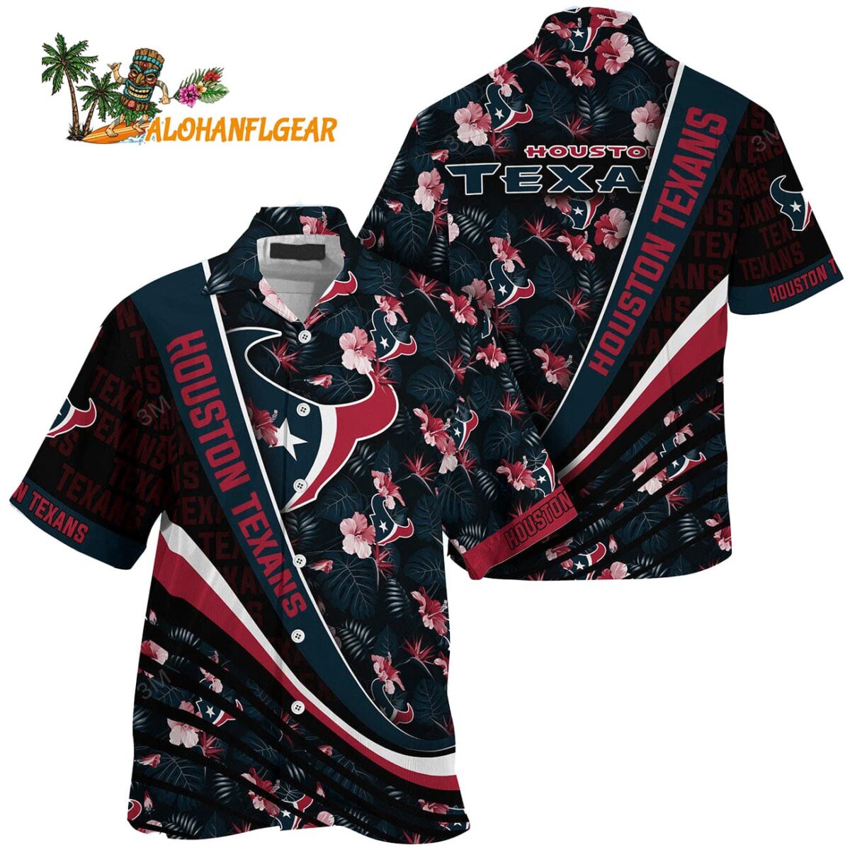 Houston Texans Summer Hawaii Shirt With Tropical Flower Pattern 1