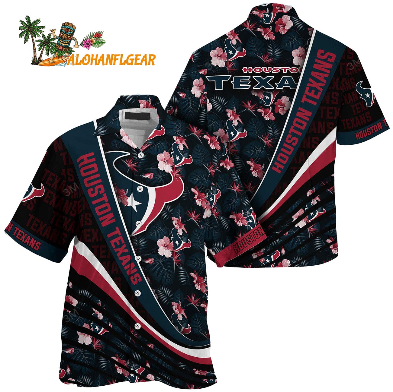 Houston Texans Summer Hawaii Shirt With Tropical Flower Pattern Houston Texans Summer Hawaii Shirt With Tropical Flower Pattern