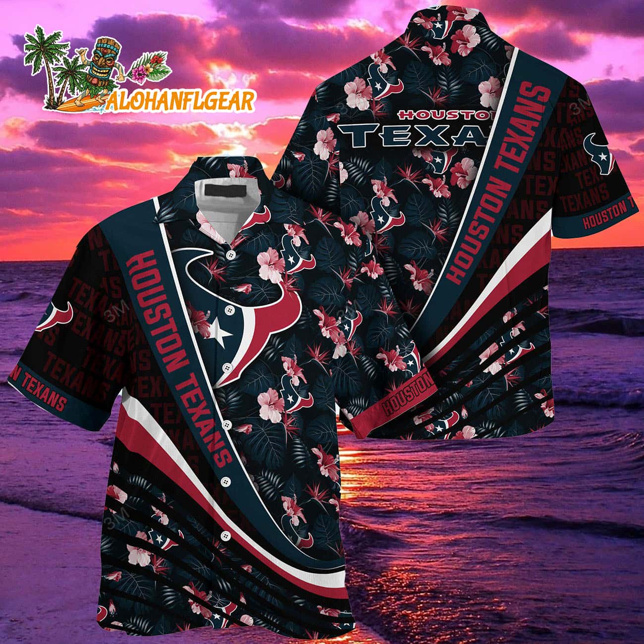 Houston Texans Summer Hawaii Shirt With Tropical Flower Pattern Houston Texans Summer Hawaii Shirt With Tropical Flower Pattern