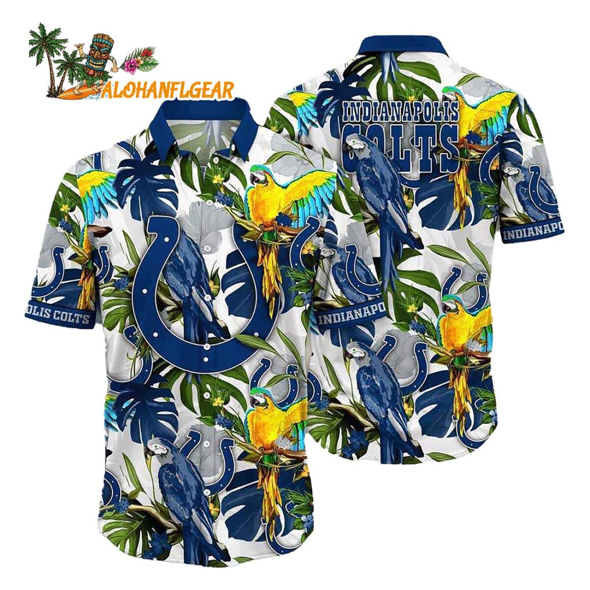 Indianapolis Colts Parrots Tropical Flower Hawaiian Shirt 1