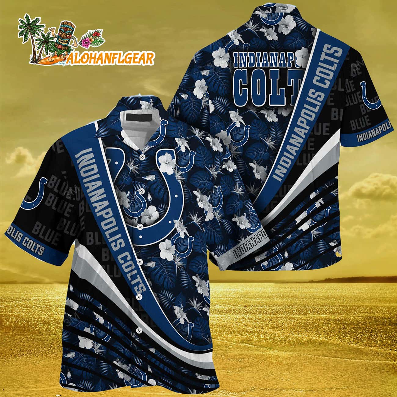 Indianapolis Colts Summer Hawaii Shirt With Tropical Flower Pattern Indianapolis Colts Summer Hawaii Shirt With Tropical Flower Pattern