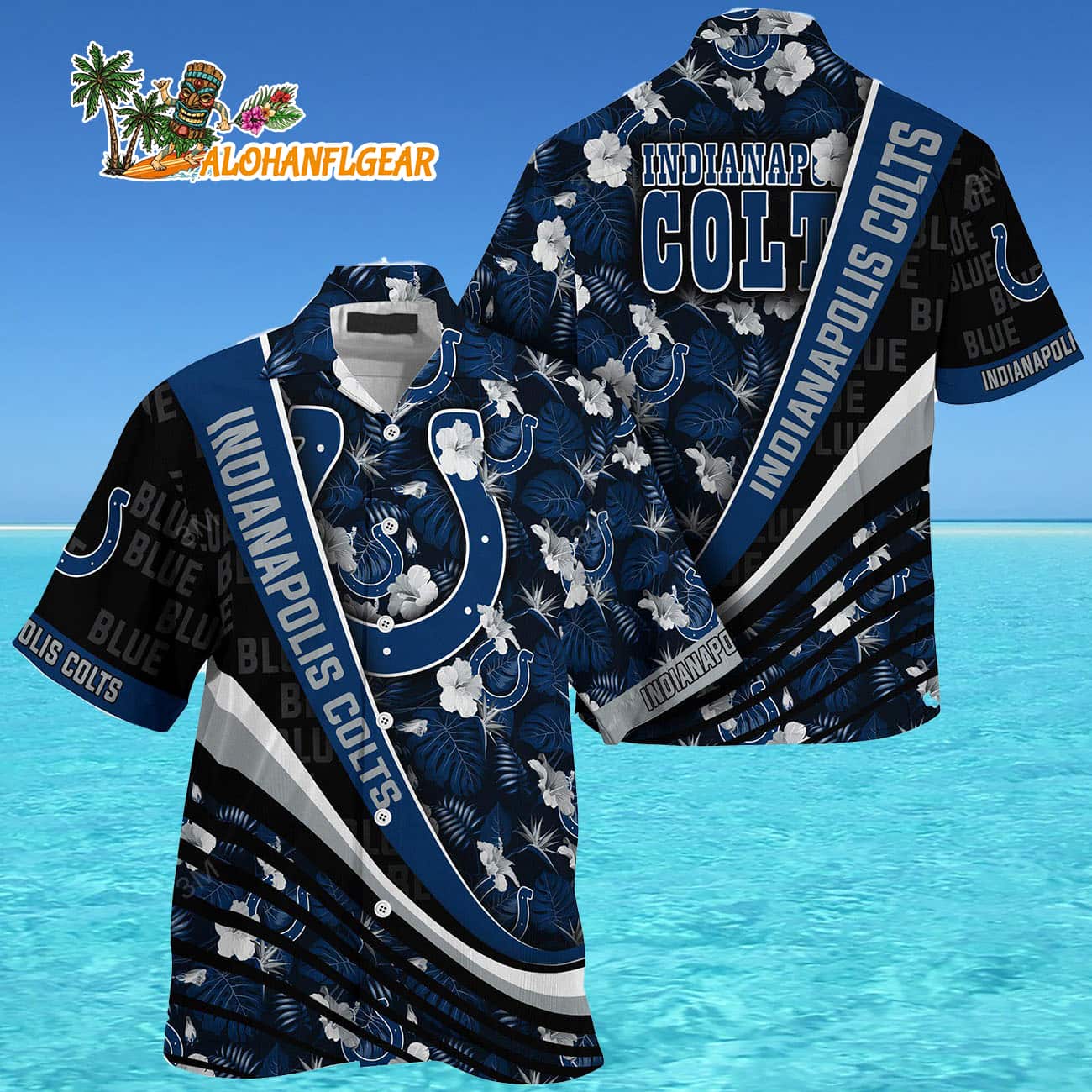 Indianapolis Colts Summer Hawaii Shirt With Tropical Flower Pattern Indianapolis Colts Summer Hawaii Shirt With Tropical Flower Pattern