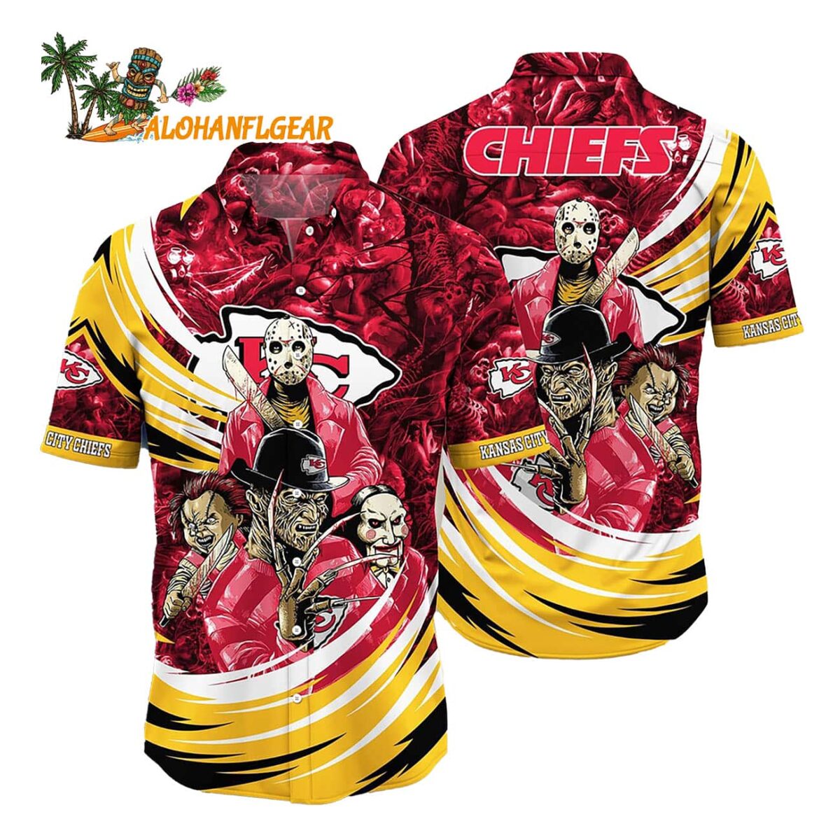 Kansas City Chiefs Halloween Horror Movie Characters Hawaiian Shirt 1