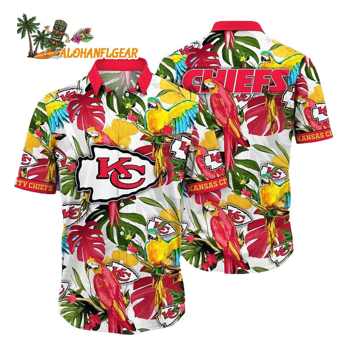Kansas City Chiefs Parrots Tropical Flower Hawaiian Shirt 1