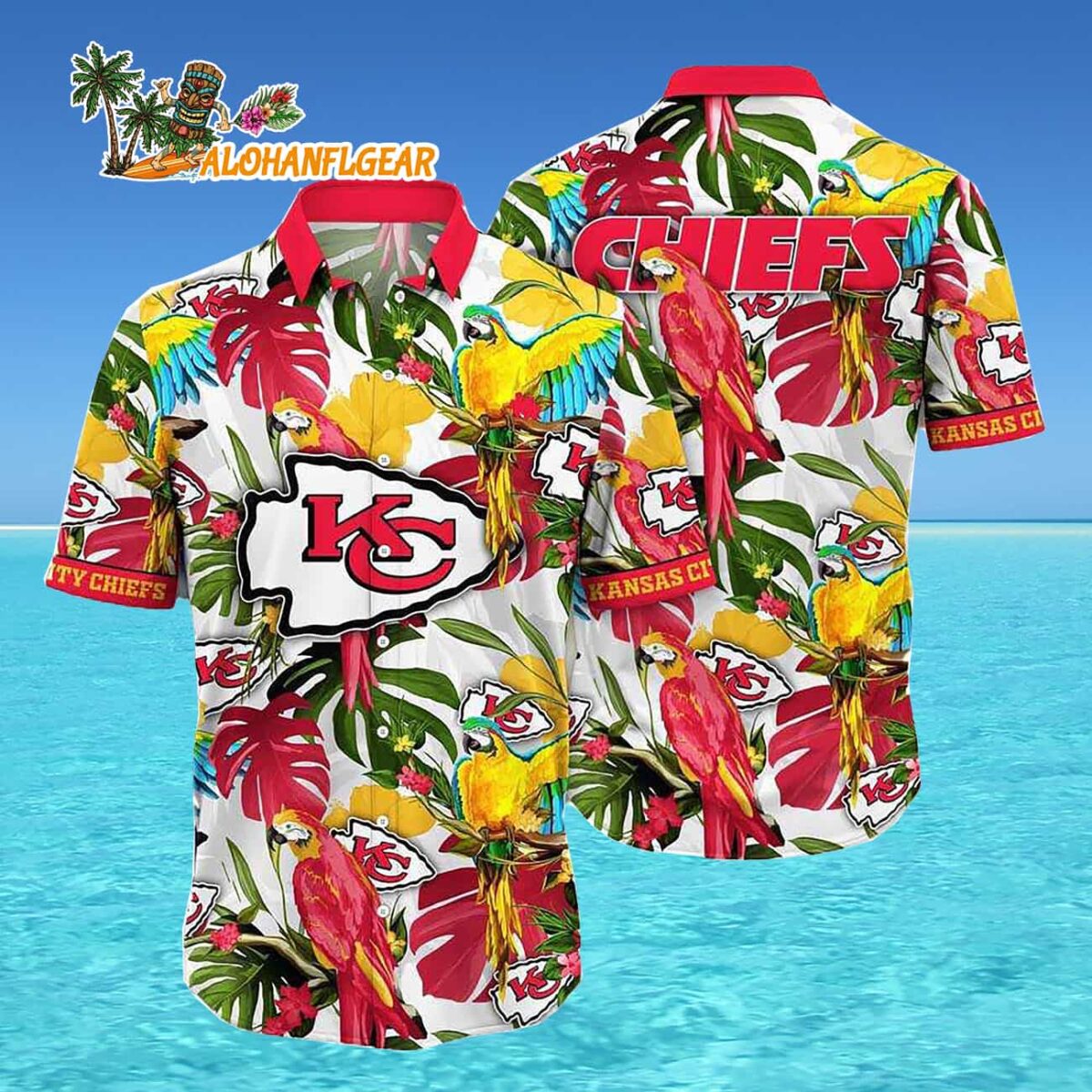 Kansas City Chiefs Parrots Tropical Flower Hawaiian Shirt 4 Kansas City Chiefs Parrots Tropical Flower Hawaiian Shirt 4