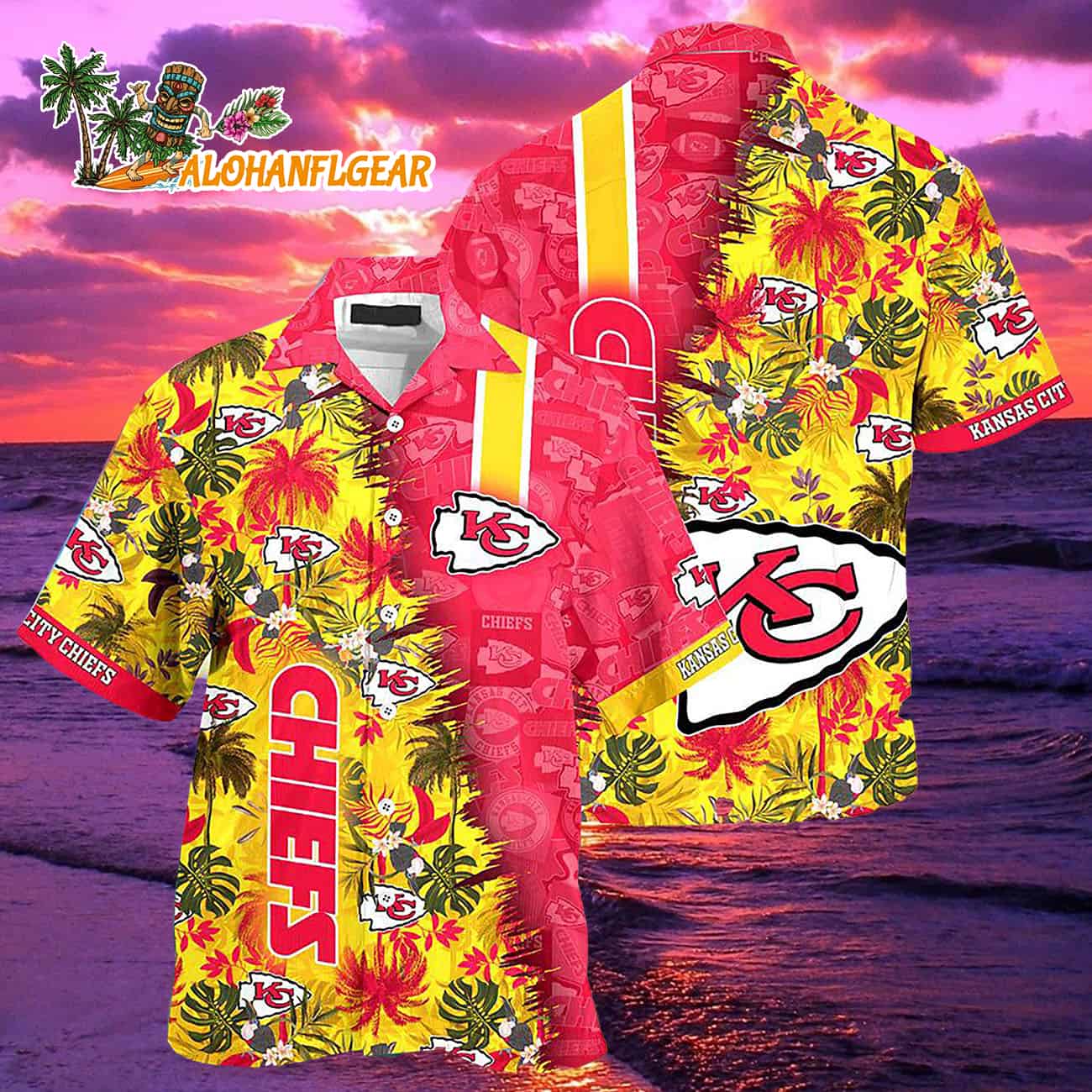 Kansas City Chiefs Summer Button Up New Design Hawaiian Shirt Kansas City Chiefs Summer Button Up New Design Hawaiian Shirt