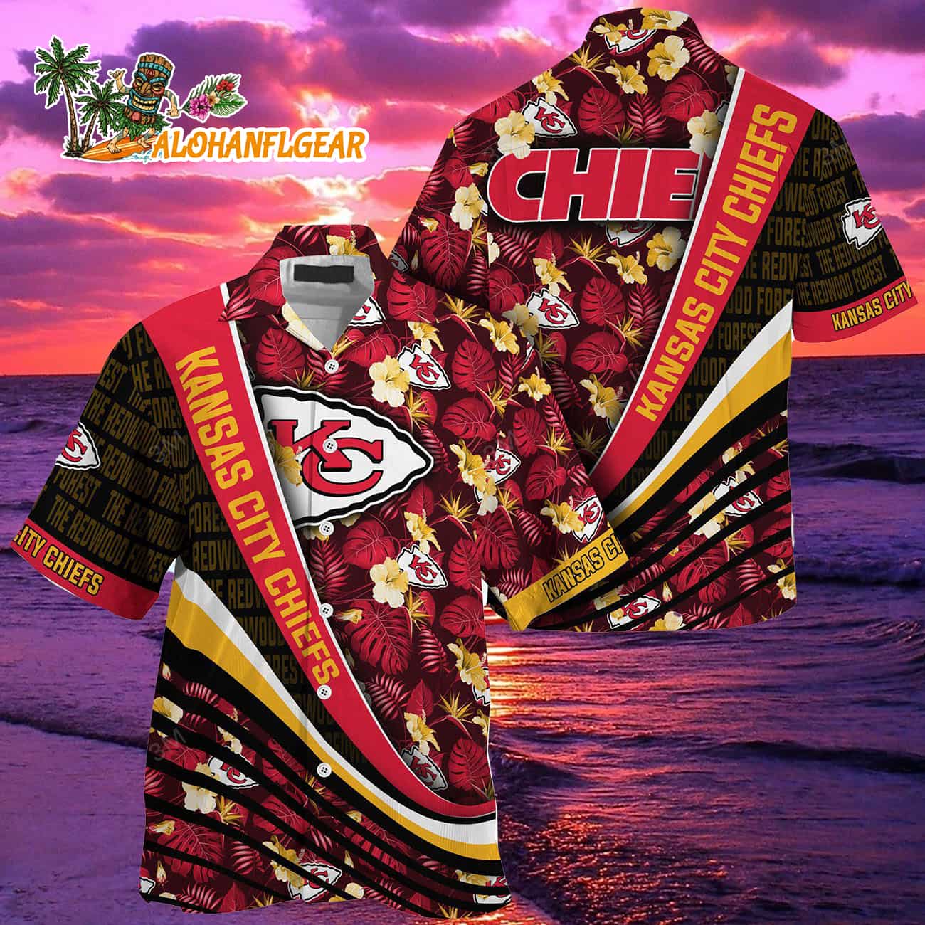 Kansas City Chiefs Summer Hawaii Shirt With Tropical Flower Pattern Kansas City Chiefs Summer Hawaii Shirt With Tropical Flower Pattern