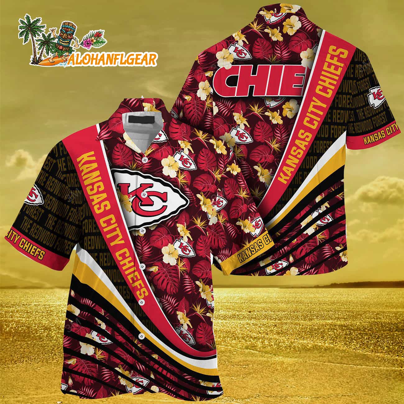 Kansas City Chiefs Summer Hawaii Shirt With Tropical Flower Pattern Kansas City Chiefs Summer Hawaii Shirt With Tropical Flower Pattern