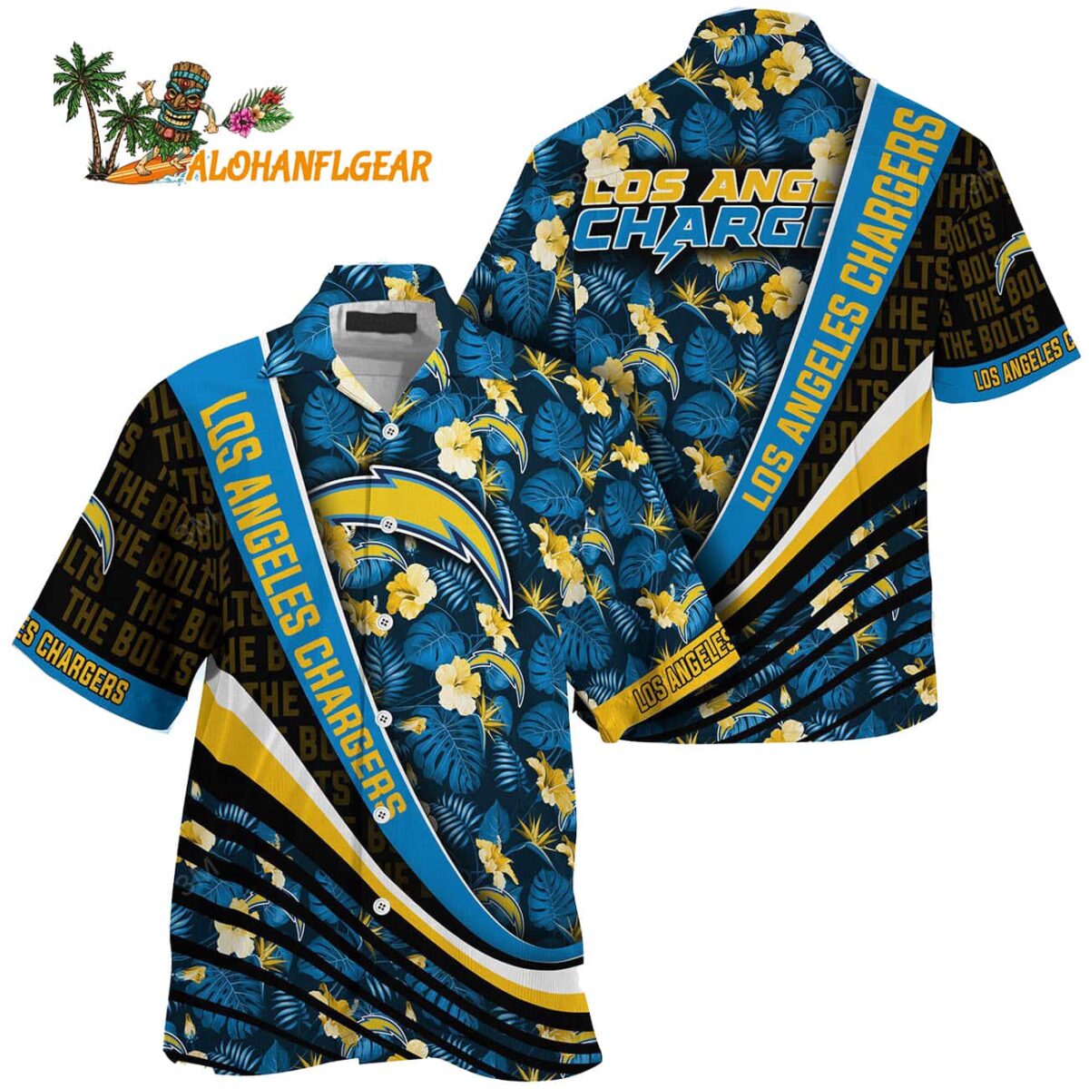 Los Angeles Chargers Summer Hawaii Shirt With Tropical Flower Pattern 1