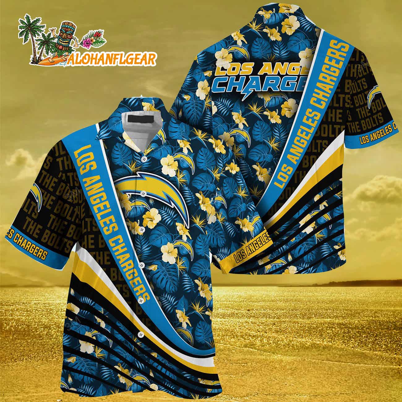 Los Angeles Chargers Summer Hawaii Shirt With Tropical Flower Pattern Los Angeles Chargers Summer Hawaii Shirt With Tropical Flower Pattern