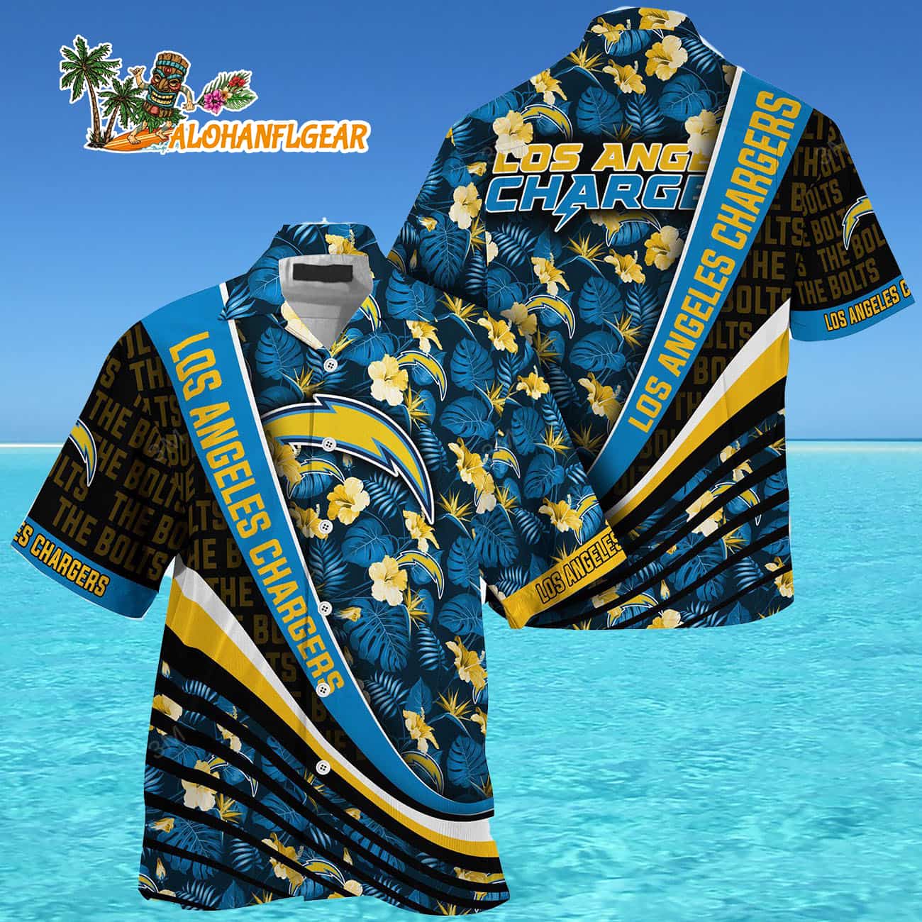Los Angeles Chargers Summer Hawaii Shirt With Tropical Flower Pattern Los Angeles Chargers Summer Hawaii Shirt With Tropical Flower Pattern