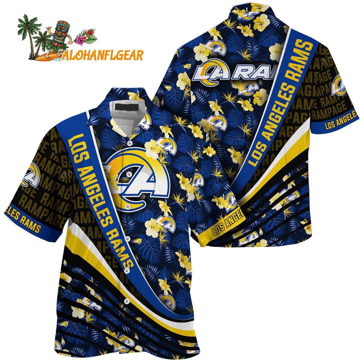 Los Angeles Rams Summer Hawaii Shirt With Tropical Flower Pattern 1