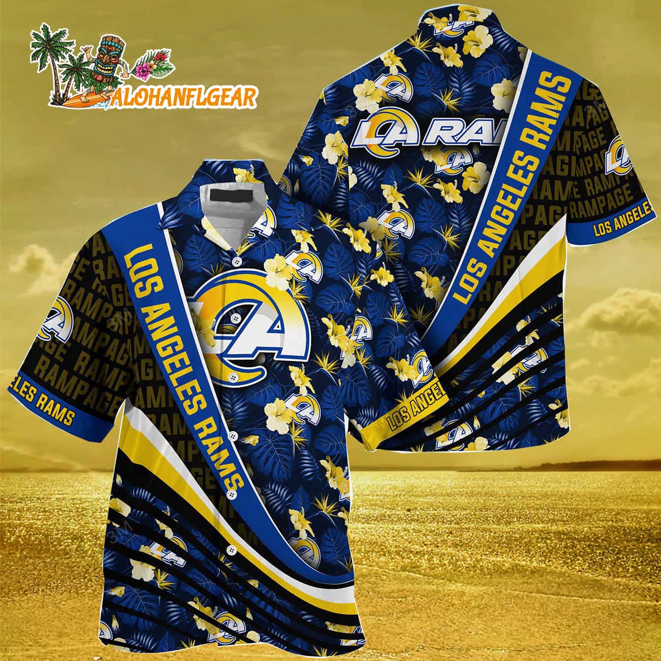Los Angeles Rams Summer Hawaii Shirt With Tropical Flower Pattern Los Angeles Rams Summer Hawaii Shirt With Tropical Flower Pattern
