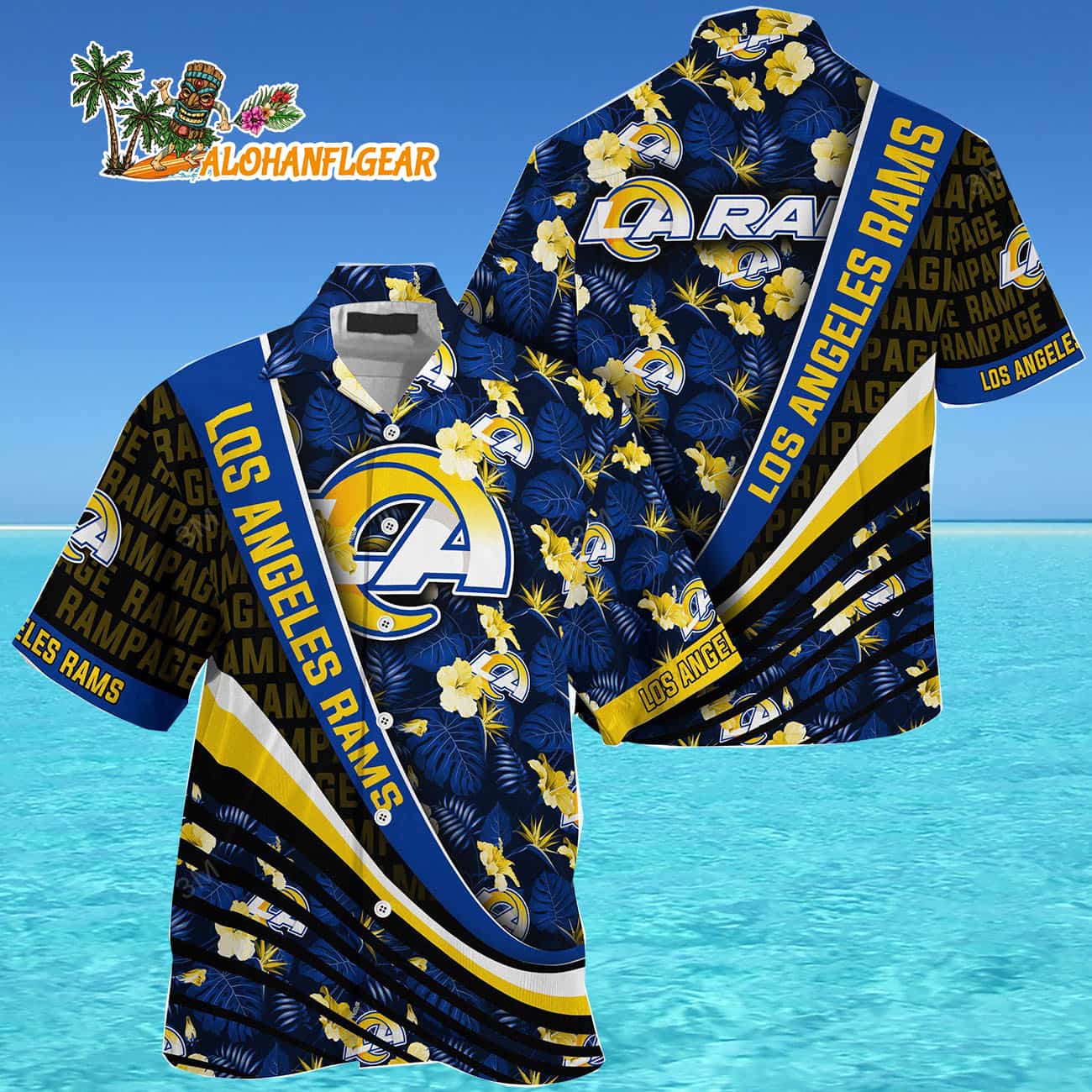 Los Angeles Rams Summer Hawaii Shirt With Tropical Flower Pattern Los Angeles Rams Summer Hawaii Shirt With Tropical Flower Pattern