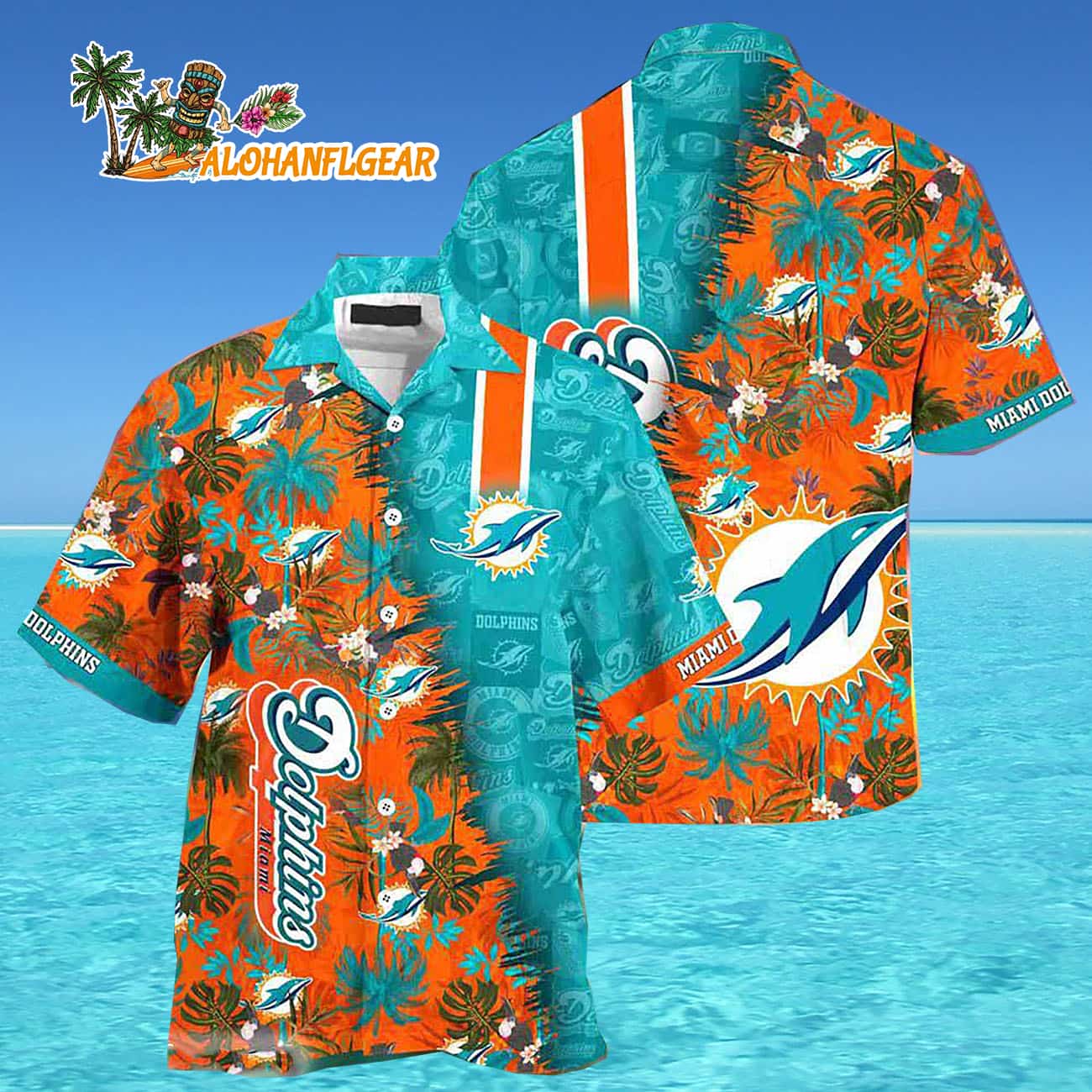 Miami Dolphins Summer Beach Hawaiian Button Up Shirt Miami Dolphins Summer Beach Hawaiian Button Up Shirt