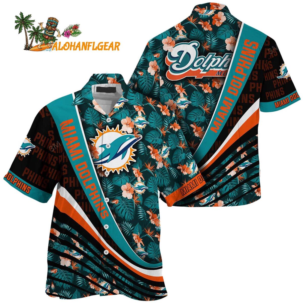 Miami Dolphins Summer Hawaii Shirt With Tropical Flower Pattern 1